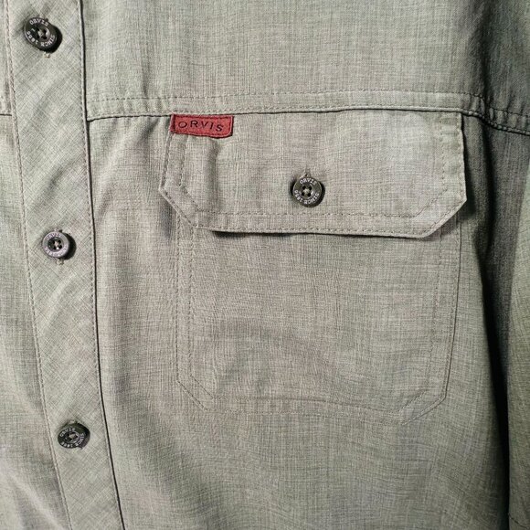 Orvis Mens Green Button Up Shirt XXL Short Sleeve Fishing Hiking Lightweight - Picture 5 of 12